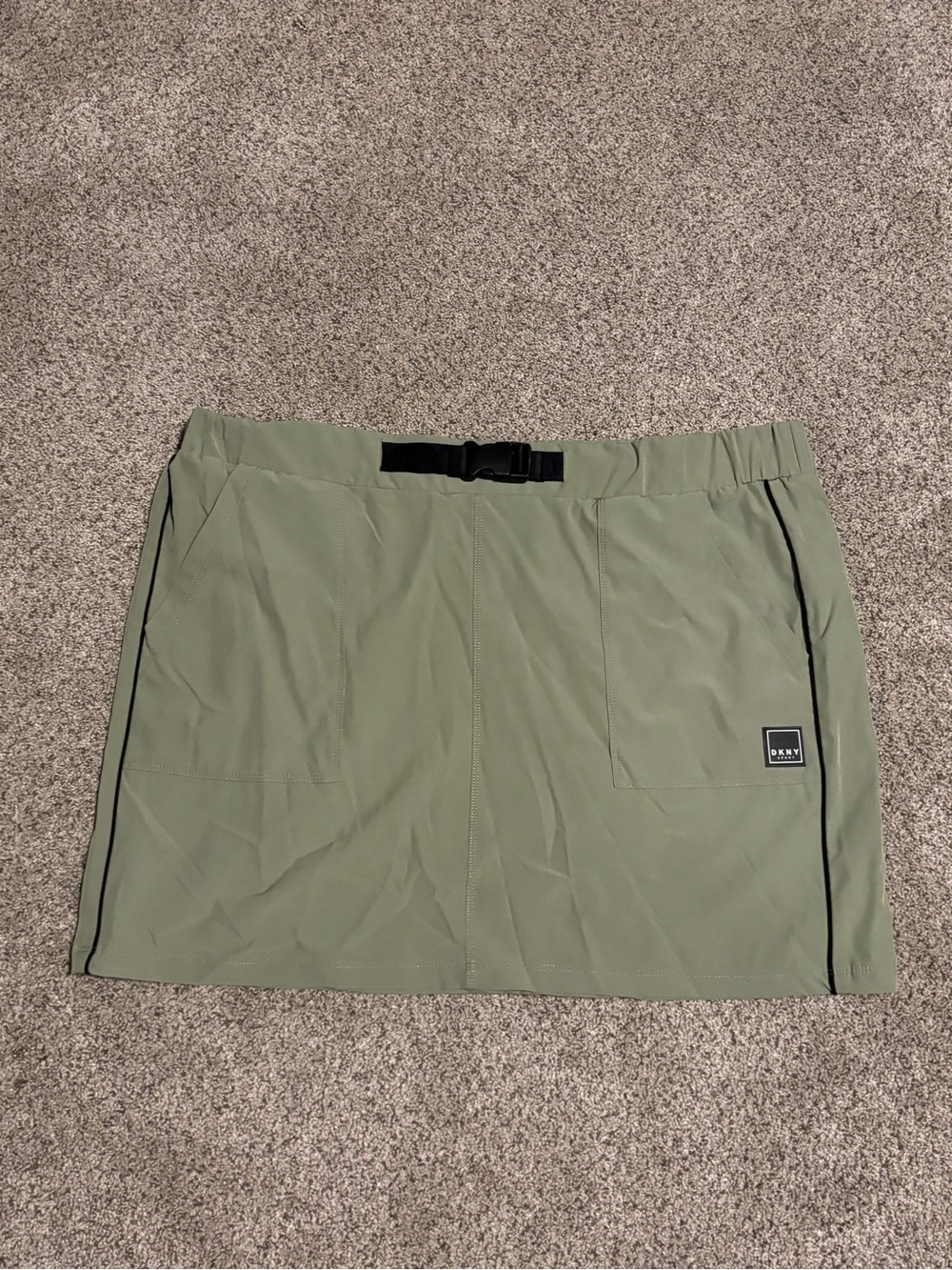 DKNY Olive Green Utility Mini Skirt with Buckle